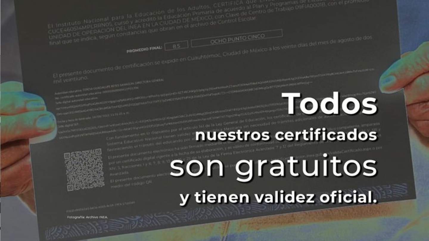 Si recibiste tu certificado del INEA después del 2018, puedes reimprimirlo las veces que lo necesites aquí 