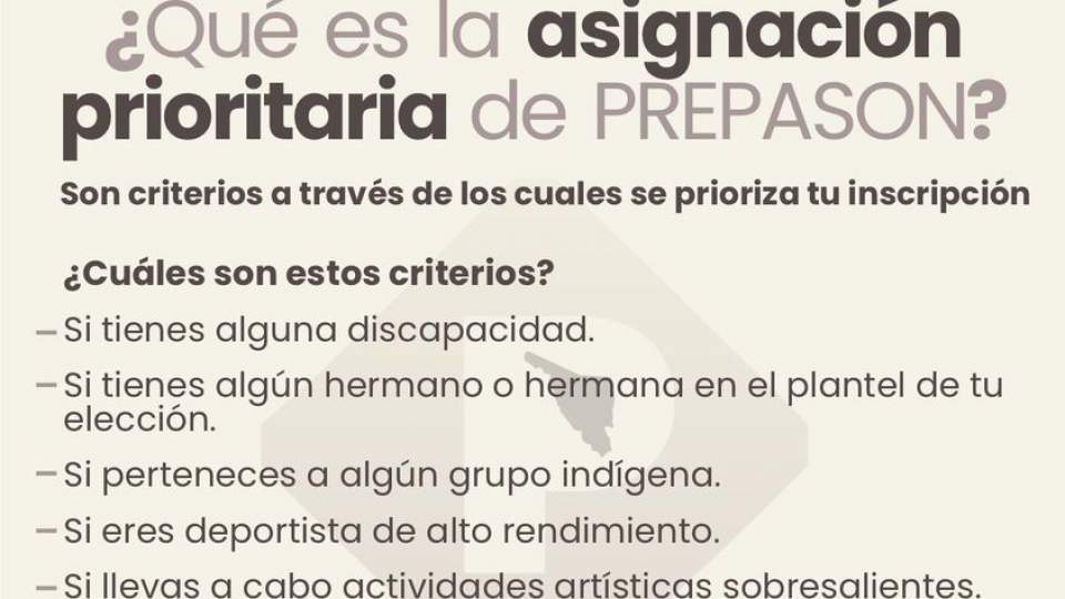 ¿Qué es la asignación prioritaria de PREPASON? Son criterios mediante los cuales se prioriza tu registro para realizar tu inscripción.