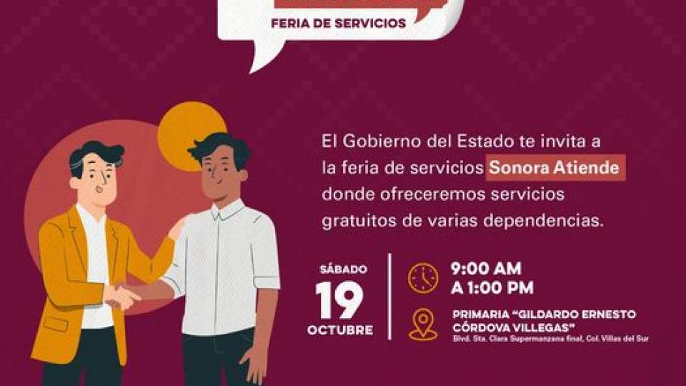 ¡Atención #Hermosillo! 📢 Desde el Gobierno del Estado te invitamos a la próxima Feria de Servicios “Sonora Atiende”. 📇