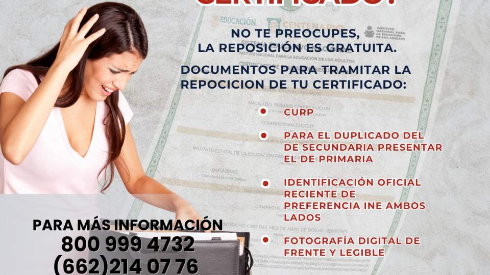 📌 Si recibiste tu certificado de primaria o secundaria del INEA después del 2018 y lo extraviaste, recuerda que puedes reimprimirlo a través de nuestra página web.