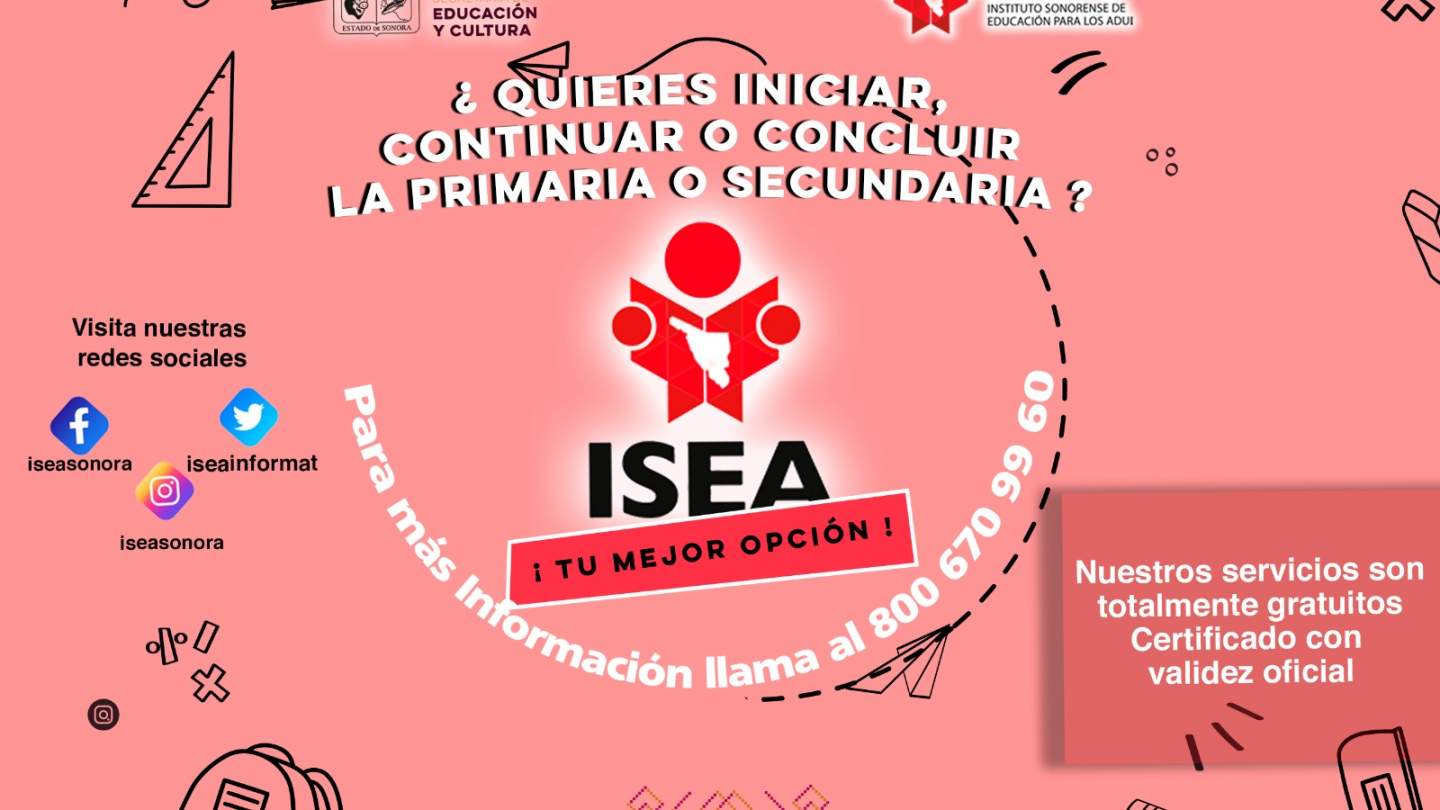 En el #ISEA puedes concluir tu educación básica de manera gratuita, se te brindan los materiales necesarios para estudiar y cuentas con asesores que te guían en tu desempeño académico.
