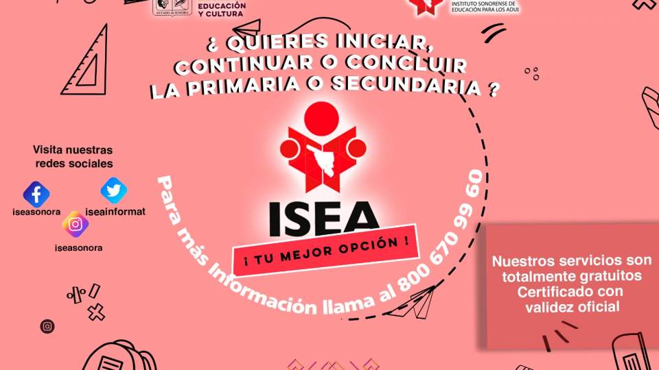 En el #ISEA puedes concluir tu educación básica de manera gratuita, se te brindan los materiales necesarios para estudiar y cuentas con asesores que te guían en tu desempeño académico.