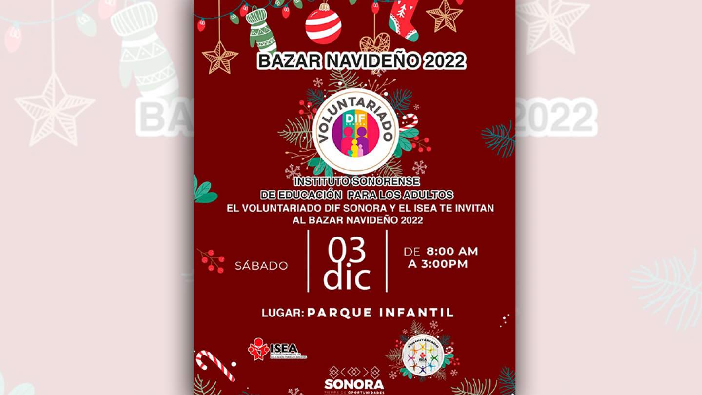 Te invitamos a participar en el Bazar Navideño 2022, próximo sábado 03 de diciembre en el parque infantil de 8:00a.m a 3:00pm, donde encontrarás todo lo que necesitas para estas próximas fiestas decembrinas a muy bajos precios.¡te esperamos!