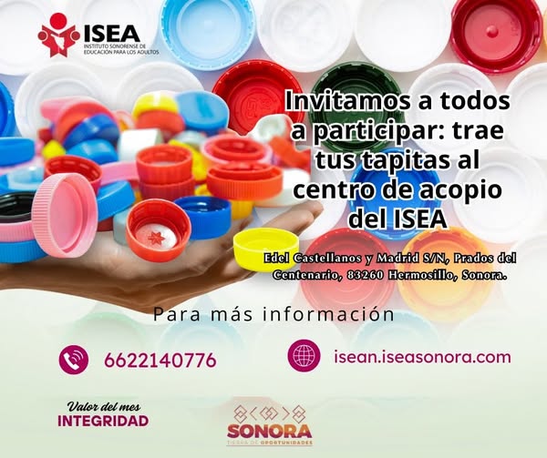 Apoya una buena causa, junta tus tapitas y traelas al ISEA